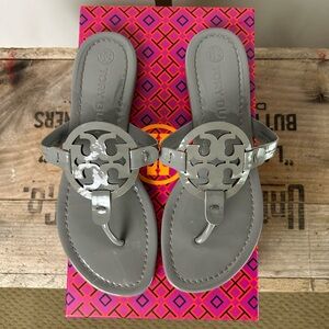 Tory Burch | Miller | Patent Leather Gray Sandals | Sz 7